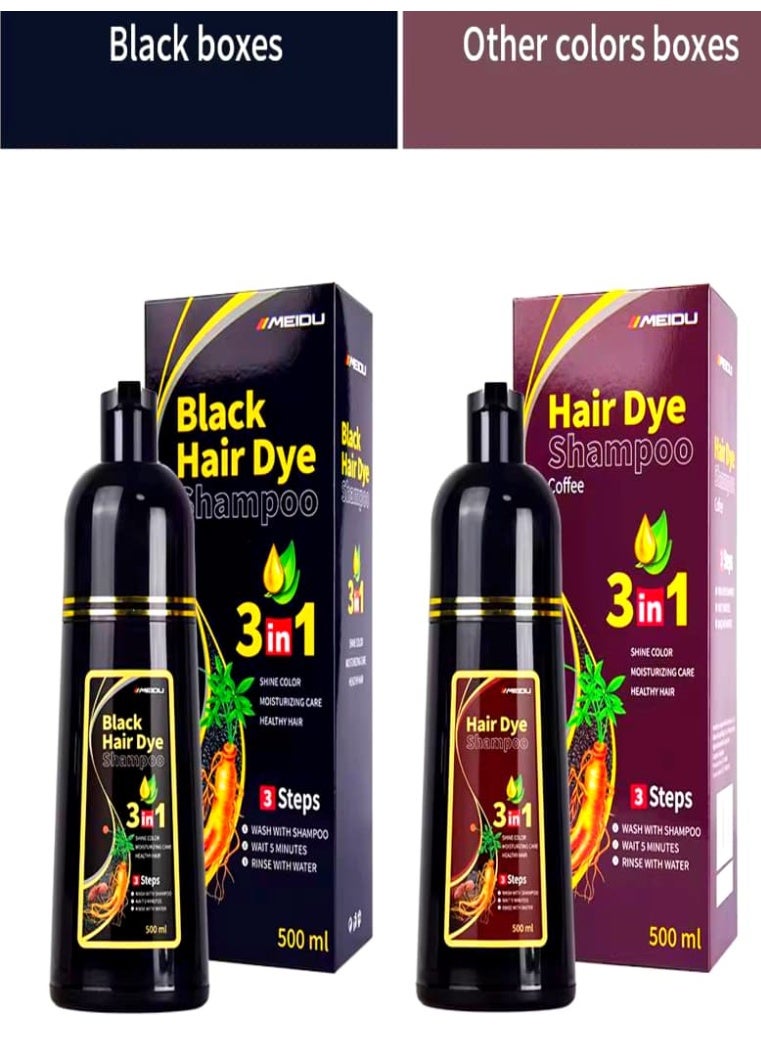 ميدو شامبو صبغة الشعر الأسود للنساء والرجال، شامبو تلوين الشعر الفوري لتغطية الشيب، مكونات عشبية، 3 في 1 - تغطية 100% للشيب (17.6 أوقية سائلة) - Image 4